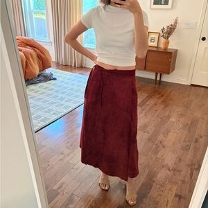 Etienne Aigner Suede Leather Red Skirt